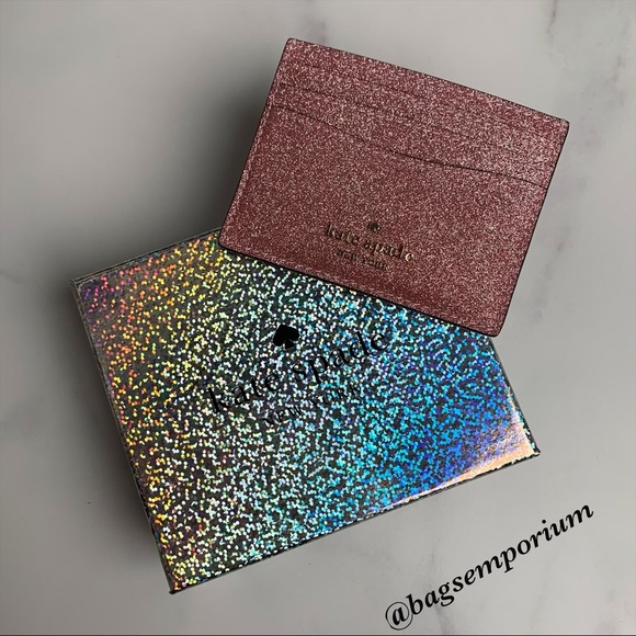 Kate Spade Pink Glitter Credit Card Case Wallet - Picture 8 of 9